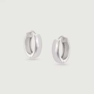 Polished sleek silver earrings by Avara Jewels, showcasing modern minimal design from the best jewellery brand in India.