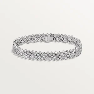 Cartier diamond bracelet by Avara Jewels, the best jewellery brand in India, with baguette and princess-cut diamonds