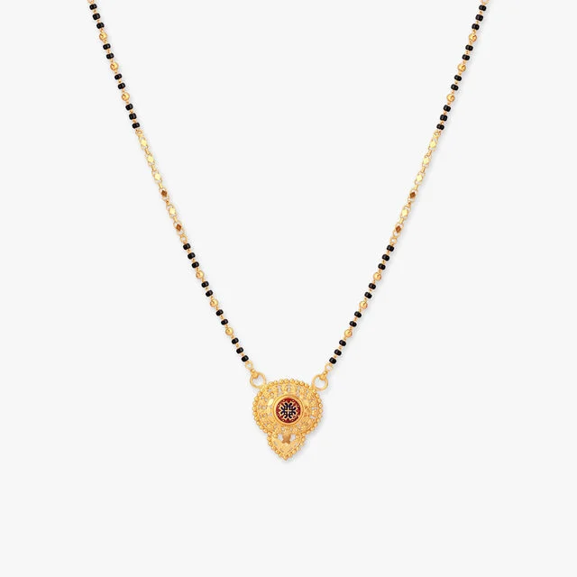 enamel bloom gold mangalsutra-Avara Jewels Enamel Bloom Gold Mangalsutra by Avara Jewels – floral enamel design crafted by the best jewellery brand in India