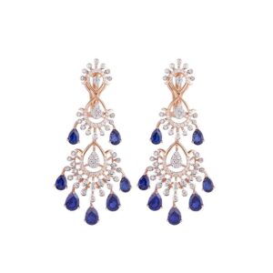 Avara Jewels’ Charming Diamond & Blue Stone Earrings – Elegance by India’s Best Jewellery Brand